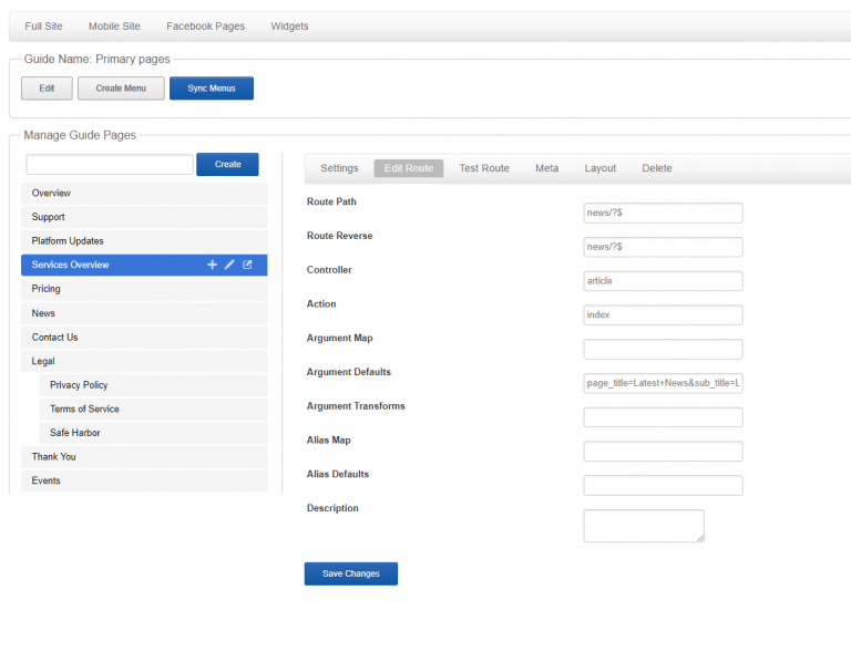 Manage CMS Pages – ONEsite Developers